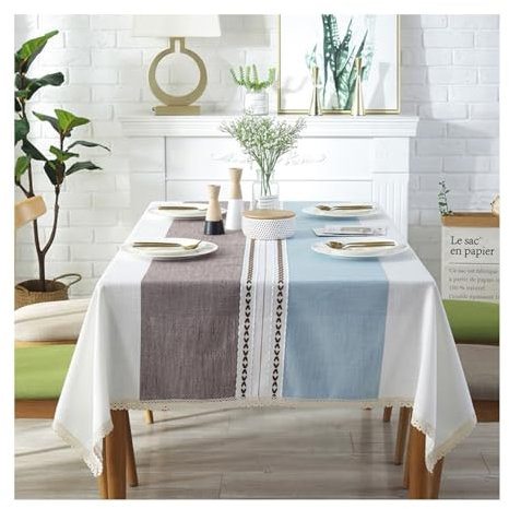 Aotiwe Nappe Extérieure, Nappe de Table de Salon Bande Nappe Table de Jardin Violet Dentelle Nappe de Table Mariage Polyester 140x250cm