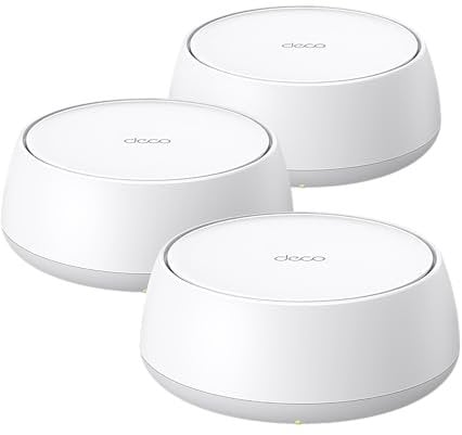 TP-Link Deco BE25 WiFi 7 Mesh WLAN(3 Pack), BE3600 Dual-Band, 2 x 2.5 Gbit/s Port für Jede Einheit, WPA3, 4 Streams, 160 MHz Kanäle, Gästenetzwerk, HomeShield, Empfohlen für Häuser mit 4-6 Zimmern