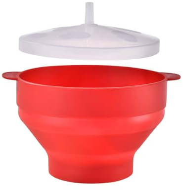 Popper de palomitas de maíz para microondas, recipiente plegable de silicona para microondas con tapa, para hacer palomitas de maíz con tapa, para preparar palomitas de maíz con aire caliente para