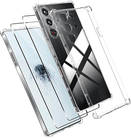 Effcotuo Funda para Red Magic 10 Pro/10 Pro+ 5G Cover con 2 Protector de Pantalla Cristal Templado Case Transparente Protectora de Silicona TPU Funda