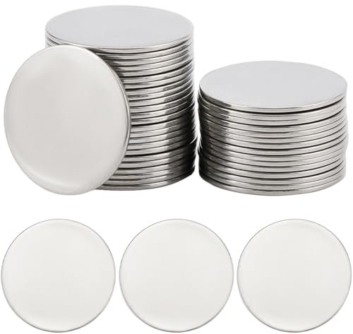 SUNNYCLUE 1 Caja de 40 Piezas de Discos de Grabado Láser de Acero Inoxidable En Blanco para Estampación de Plata Plana Y Redonda de 30mm para Grabar En Blanco para Hacer Joyas Etiquetas con Nombre Co