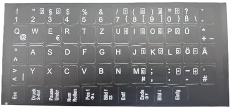 T-ProTek DEUTSCHE Tastaturaufkleber - schwarz GLÄNZEND 58 Tasten 1,1 cm x 1,3 cm Selbstkleben kompatibel für HP Pavilion