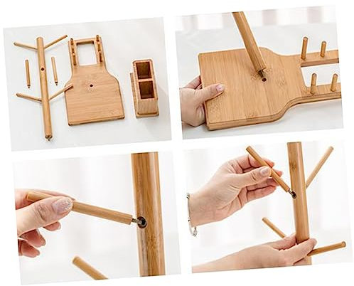 MAGICLULU Estante Para Tazas Portavasos De Bambú Diseño Encantador Ideal Para Mesa