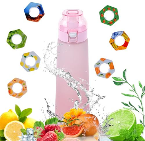 BIOSA Air Gourde Up 650ML, Gourde Sport Avec capsules en 7 dosettes de saveur, Air Gour Up Bouteille avec Paille, Gourdes d'eau sans BPA, Sans Sucre Bouteille d'eau de sport pour le fitness