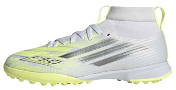 adidas Unisex Kinder F50 SPARKFUSION League Mid Cut Turf Football Shoes Kids, FTWR White/Iron met./hi-Res Yellow, 28 1/2 EU