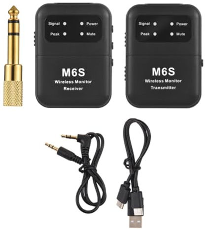 Juqoyue di Trasmissione Monitor Auricolari Wireless A 2,4 GHz, Ricevitore di Trasmissione IEM Ricaricabile, Interruttore Mono/Stereo