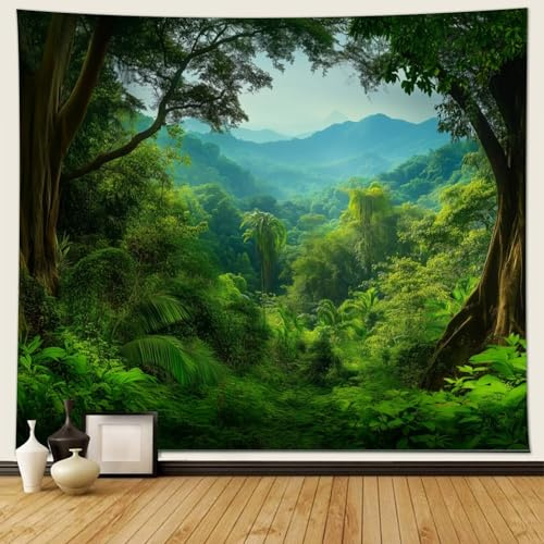 Musihy Natur Wandteppich, 150x130cm Tropischer RegenwaldWandteppiche für Wohnzimmer, Wohnkultur, Grün