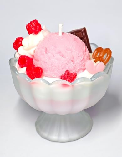 Pandachilla Aroma Candle Ice Cream Style Nature Fragrance Cute Decoration Scented Candle (Vanilla & Raspberry)