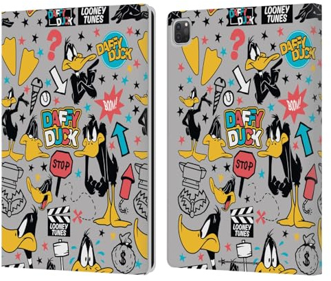 Head Case Designs Offizielle Looney Tunes Daffy Duck Graphics Und Charaktere Leder-Wallet-Hülle Kompatibel mit Apple iPad Pro 12.9 2020/2021/2022