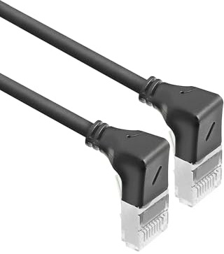 ACT CAT6A Netzwerkkabel 90° gewinkelt, U/FTP LSZH LAN Kabel Dünn 3.6mm Slimline, Flexibles Ethernet Kabel mit RJ45 Stecker, für den Einsatz in Datenzentren, 5 Meter, Nach unten DA5905