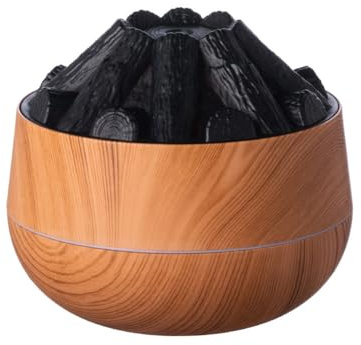 Zhemessy 300ml Bonfire Humidifier USB Noiseless Flame Essential Diffuser Auto-Off Wood Grain for Home Gym Light Wood Grain