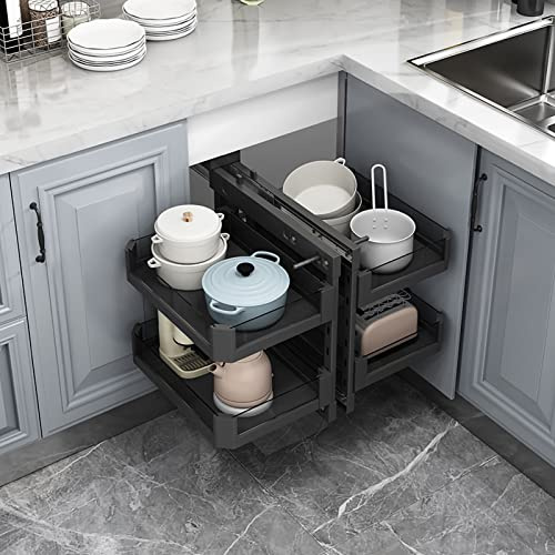 ZGHQHCDRH Kitchen shelving units, Corner Kitchen Cabinet Pull Out Storage Rack Shelf 4 Aluminium Basket Optimizer Completely, Left Or Right Handed Open