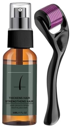 Bartwuchs set, Bartroller Set für Männer, Bartwuchsmittel Männer mit Titanium Derma Roller & Haarwachstum Spray 30 ml,Ginseng Wachtum zur,Beard Microneedle,Bartpflege Set Bestes Geschenk für Man