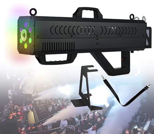 Pistola de humo con luces for fiestas,máquina de humo portátil de 1500W con luces de colores cambiantes, pistola de humo for Halloween espeluznante(Black)