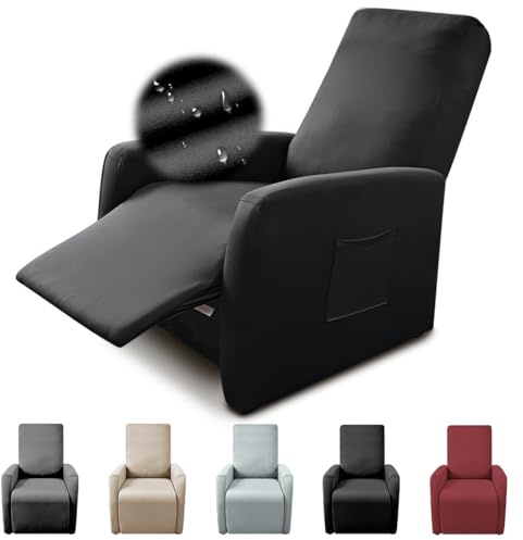 LOMUG 1-Sitzer Sessel Überzug, All-Inclusive Sesselschoner für Relaxsessel | Sesselbezuge Stretch mit Taschen, Wasserdicht Sesselauflage für Fernsehsessel Relaxsessel Sesselhusse, Sessel Bezug Sofabezug