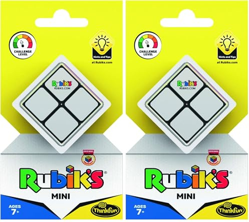 ThinkFun - 76393 - Rubik's Mini, der Einstieg in die Welt des original Rubik's Cubes. Kompakter 2x2 Würfel und damit EIN perfektes Geduldsspiel für unterwegs. (Packung mit 2)