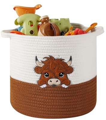Aufbewahrungskorb Kinderzimmer Spielzeug Aufbewahrung Baby Körbe Deko korb, Aufbewahrungskorb für Babys Kinder Spielzeugkorb Geschenke für Regale Badezimmer Wickeltisch Organizer(Mittel, Hochlandrind)