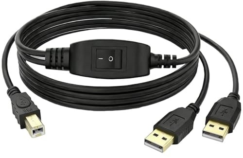 Velozym Cable USB A a B 2 en 1 para Impresora, Divisor de Cable de Impresora 1 en 2 con Interruptor, Cable Divisor para 2 Ordenadores a 1 Impresora, Compatible con Teclado, Ratón Escáner y Más