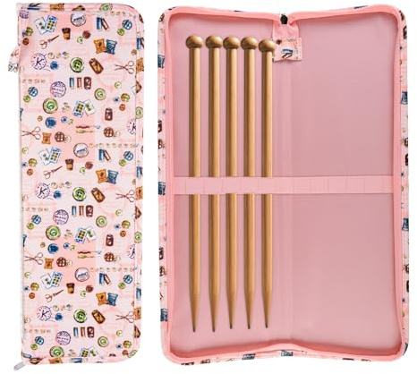Empty Knitting Needle, Crochet Hook Organizer, Pink Sewing Pattern, Storage Case for Long Needles, Tall Hooks, Knitting Supplies