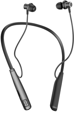kantaj Neckband Bluetooth Earphone,V5.4 Bluetooth Headphones,80H Playtime | Wireless In-ear Headphones, Magnetic Wireless Earbuds ENC Noise Cancelling, Built-in Mic, Earphones for Sports, Black