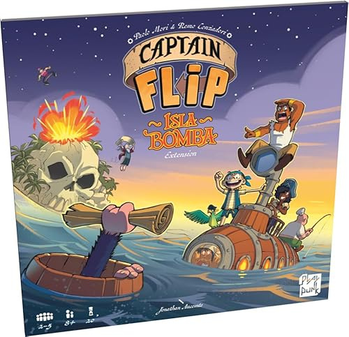 Asmodee – Extensión Captain Flip Isla Bomba – Play Punk – Juego de mesa familiar – 8 años – 2 a 5 jugadores – 20 min – Versión francesa