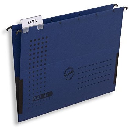 ELBA Hängetasche Chic, DIN A4, Karton, mit Leinenfröschen, dunkelblau, 25er Pack