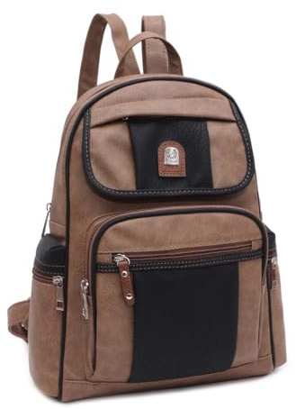 OBC Damen Rucksack Cityrucksack City Tasche Stadtrucksack Backpack Schultertasche Organizer Tablet Ipad Mini bis ca. 10 Zoll (Taupe 30x30x14 cm)