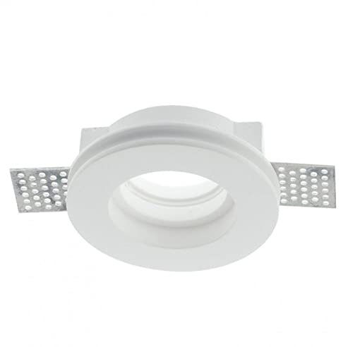 Vetrineinrete® Portafaretto da incasso in gesso a scomparsa tondo Ø 100 mm supporto per faretti gu10 e mr16 foro Ø105 mm GS-04 P39