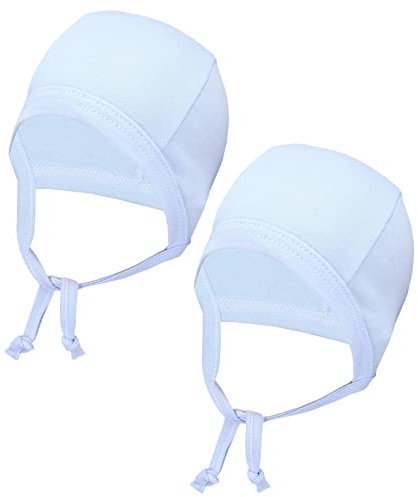 TupTam Unisex Baby Erstlingsmütze zum Binden 2er Pack, Farbe: Blau, Größe: 62-68