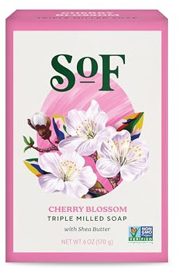 South of France Natural Body Care Triple Milled Large 6OZ Bar Soap (Cherry Blossom, 1 Bar)