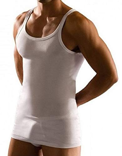 Cagi 1113 Canottiera Spallina Stretta Filo di Scozia Doppio Ritorto (6pezzi) (Bianco, 7/54/XXL)