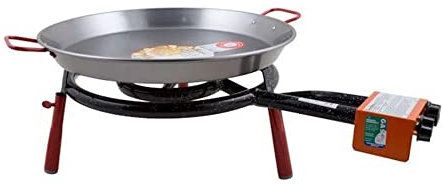 Garcima Valencia Paella-Pfannen-Set mit Brenner, 45,7 cm Karbonstahl, Outdoor-Pfanne und Mini-Beine, importiert aus Spanien (12 Portionen)