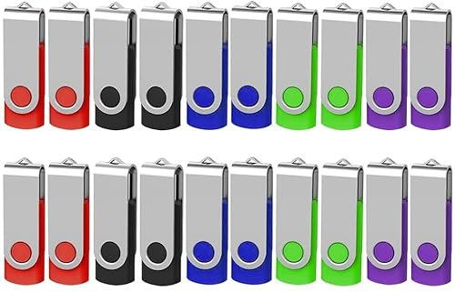 AreTop USB Sticks, 4GB 20 Stück, USB 2.0 Memory Stick, USB Stick Key Ring, Flash Drive 20 Pieces Mehrfarbig Dreh Memory Stick USB Set