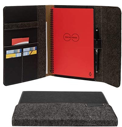 Rocketbook Smart Notebook Schutzhülle - Schwarz - Letter (A4), 100% recycelbar, biologisch abbaubar, Stifthalter, Magnetverschluss, Innenfach