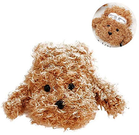 UnnFiko Super süße flauschige Hundetasche, 3D Cartoon Teddy AirPods Pro Soft Fur Schutzhülle Cover (Flauschige Teddy Braun, AirPods Pro)
