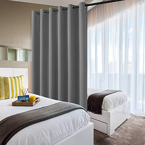 DWCN Patio Door Blackout Curtain, Thermal Blackout Curtain for Living Room, Bedroom and Common Office Space, 1 Panel Grommet Top Curtain Light Grey 8.2ft Wide x 7ft