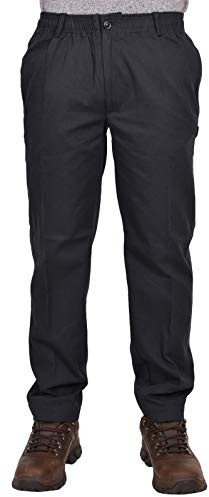 True Face Mens Trousers Elasticated Waist Work Rugby Casual Pants Drawstring Smart Regular Bottom Navy 30W / 29L