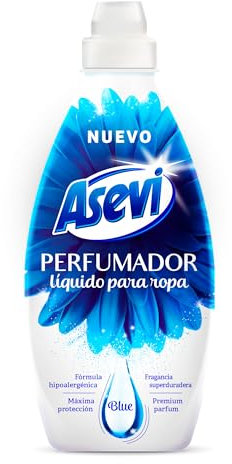 Asevi Perfumador Líquido para Lavadora Blue - Perfume para la Ropa - Fragancia Fresca y Acuática - Fórmula Hipoalergénica - Dermatológicamente Testada - Ideal para Todo Tipo de Ropa