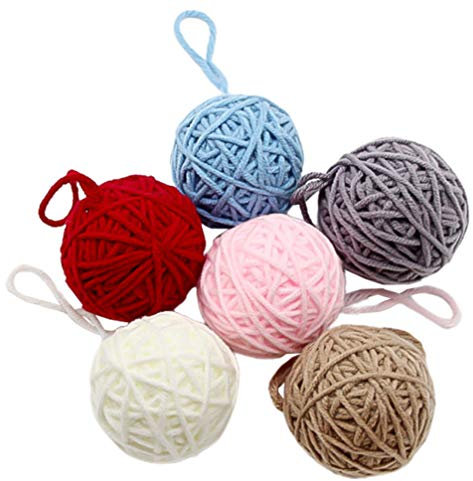 PRETYZOOM 6 Stück Weihnachtsball Ornamente Wollknäuel mit Schnur für Weihnachtsbaumschmuck (Zufällig)