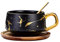 TELANKS - Set di una tazza e un piattino, in porcellana, per case e locali, 300 ml, nero