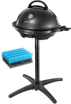 George Foreman Grill 2in1 Elektrogrill: Standgrill & Tischgrill (Innen- & Außennutzung, Balkon & Küche) und 2 Reinigungsschwamm für Elektrogrill [2er Pack] (zweiseitiger Schwamm, einzigartige Form)