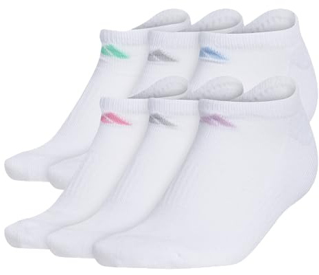 adidas Womens Athletic Cushioned No Show Socks (6 Pairs) Durable & Comfortable