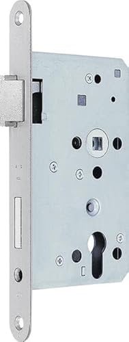 BKS B-12010-21-R-8 Fluchttürschloss Türschloss rechts PZW DM65, 1-Türflügel, Rundstulp 24mm Schloss für Flüchttüren Edelstahl rostfrei B1201, Silber
