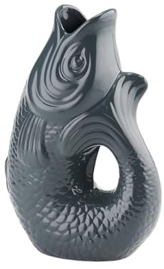 Gift Company Vase Monsieur Carafon S, Vase décoratif en Forme de Poisson, faïence Grise