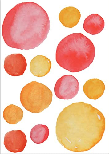 wolga-kreativ Wandtattoo Wandsticker Wandbild 60 Stück Wasserfarben orange Punkte Tupfen Set Wanddeko Set Kinderzimmer Spielzimmer Babyzimmer Mädchen Junge-n Baby Zimmer wandtattoo