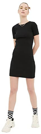 Trendyol Mini Abito Lavorato a Maglia Dress, Nero, M Donna
