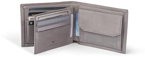 DONBOLSO Portefeuille Zurich | Porte Monnaie Homme Cuir Véritable | Grande Portefeuille avec Protection RFID | Vintage Gris