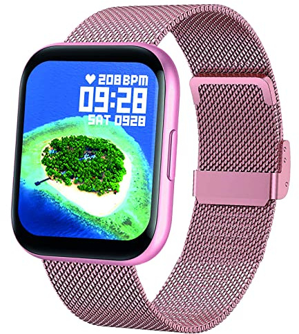 Smwarty 2.0 Smarty 2.0 Unisex Smartwatch in der Farbe Rosa mit Edelstahlarmband, Gehäuse Länge: 45 mm, SW033H