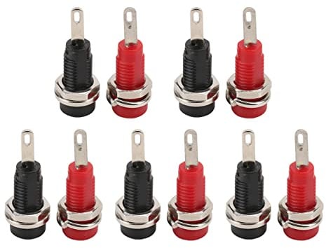 Enchufe tipo banana 2 mm, 10 piezas adaptador enchufe banana macho hembra para panel, conectores banana rojo negro, accesorios para cables de conexión eléctrica, terminales postes unión montaje