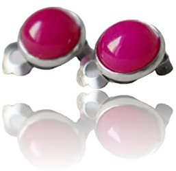 Ohrclips Jade Pink, Rosa Jade Clip on Ohrringe, Pink Silber Farbe, 12mm Edelstein Ohrclips, Pink Ohrringe Damen, Edelstahl, ohne Ohrloch Ohrschmuck, Geschenk Schmuck